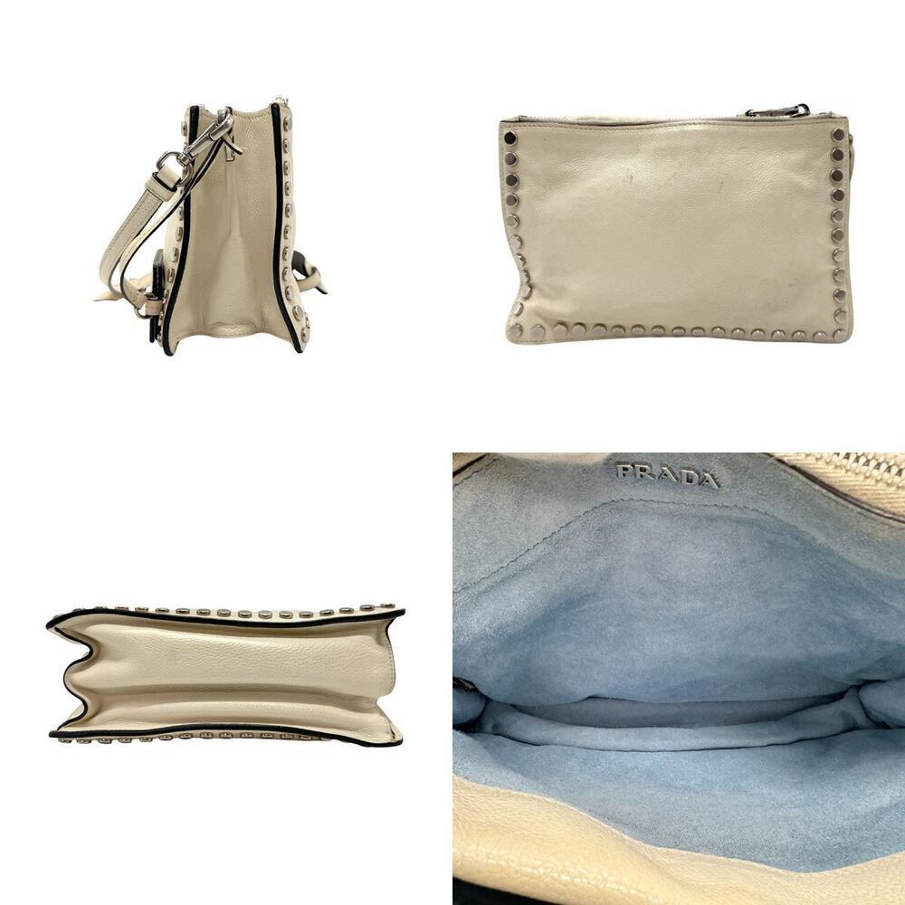 Prada shoulder bag studded leather metal off white silver - Picture 2 of 4